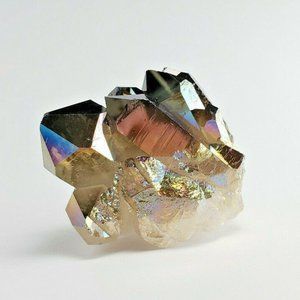 AAA Natural Quartz Crystal Stone Rainbow Titanium Cluster Specimen Healing